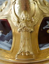 Solid silver gilt antique French Romanesque Chalice.